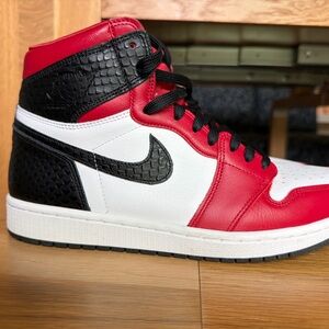 Jordan Red, Black, and White Sneakers
